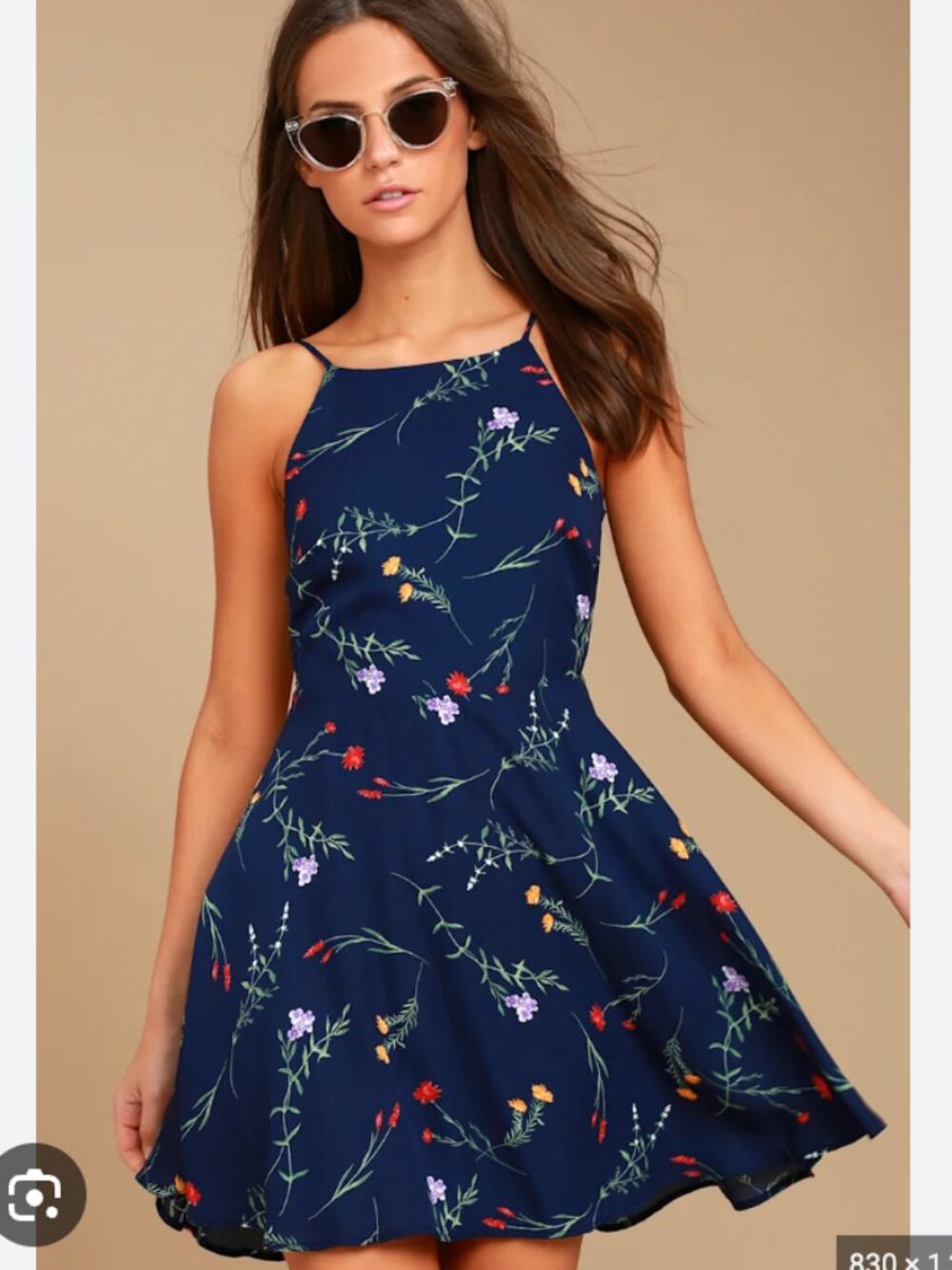 Lulu's Navy Floral Mini Dress